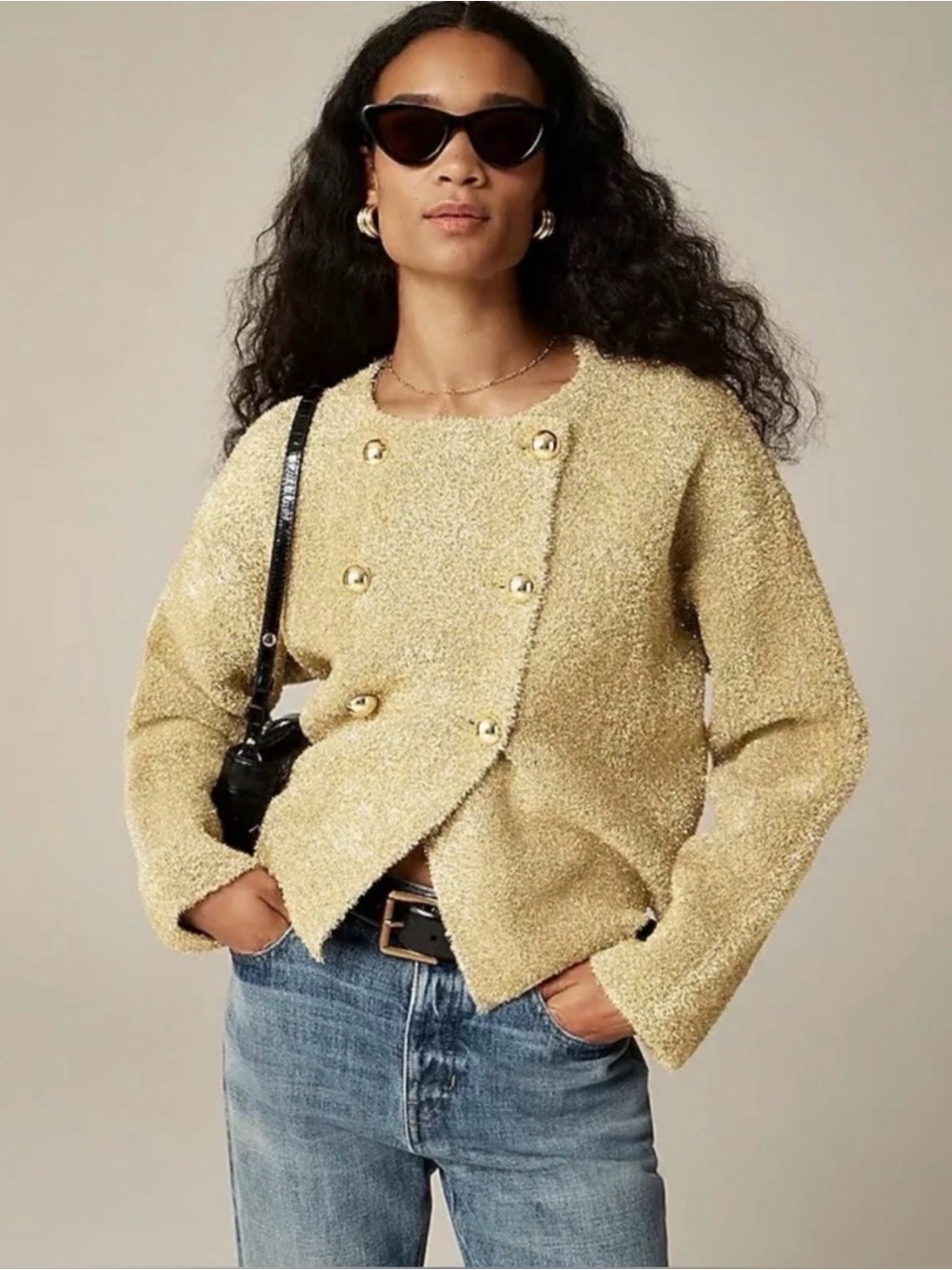 NWT• J Crew Collection Oversized Doubled Faced Gold Metallic Jacket• Small